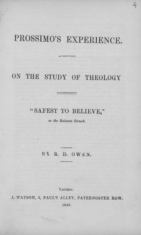 Prossimo's experience. On the study of theology. "Safest to believe," or the balance struck