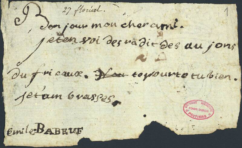 Correspondance entre Gracchus Babeuf prisonnier et sa famille