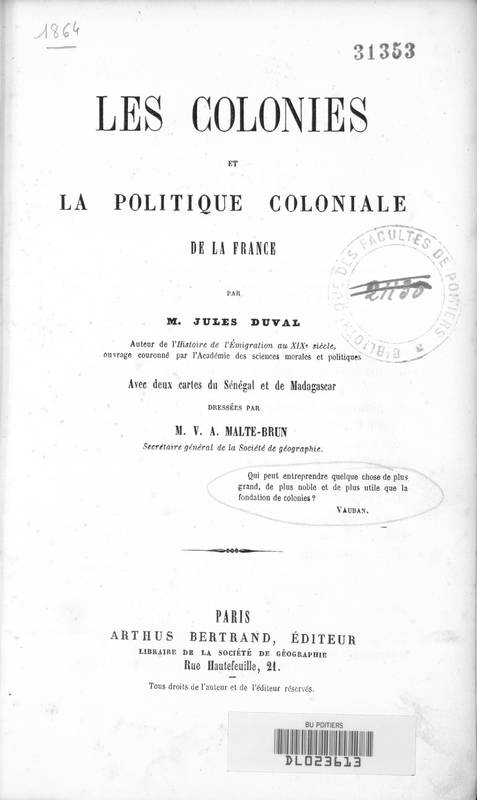 Les colonies et la politique coloniale de la France