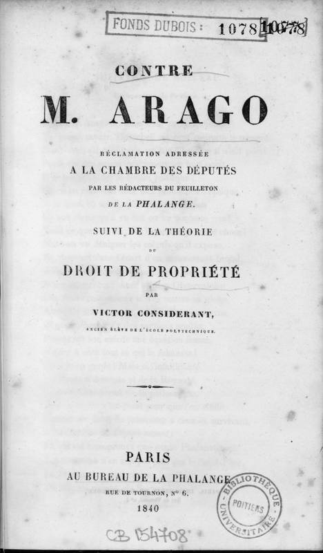 Contre M. Arago : réclamation adressée à la Chambre des députés par les Rédacteurs du Feuilleton de la Phalange