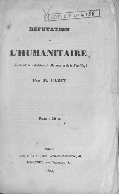 Réfutation de l'Humanitaire (demandant l'abolition du mariage et de la famille)