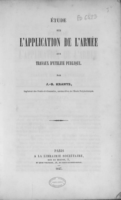 Étude sur l'application de l'armée aux travaux d'utilité publique