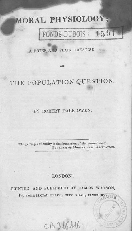 Moral physiology, or A brief and plain treatise on the population question
