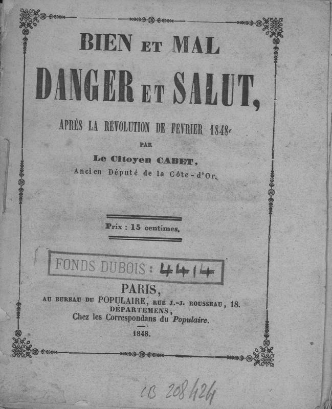 Bien et mal, Danger et salut, après la révolution de 1848